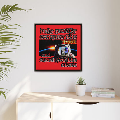 defy conquer reach - framed canvas art (red)