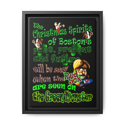 christmas spirits of boston - framed canvas art (black)