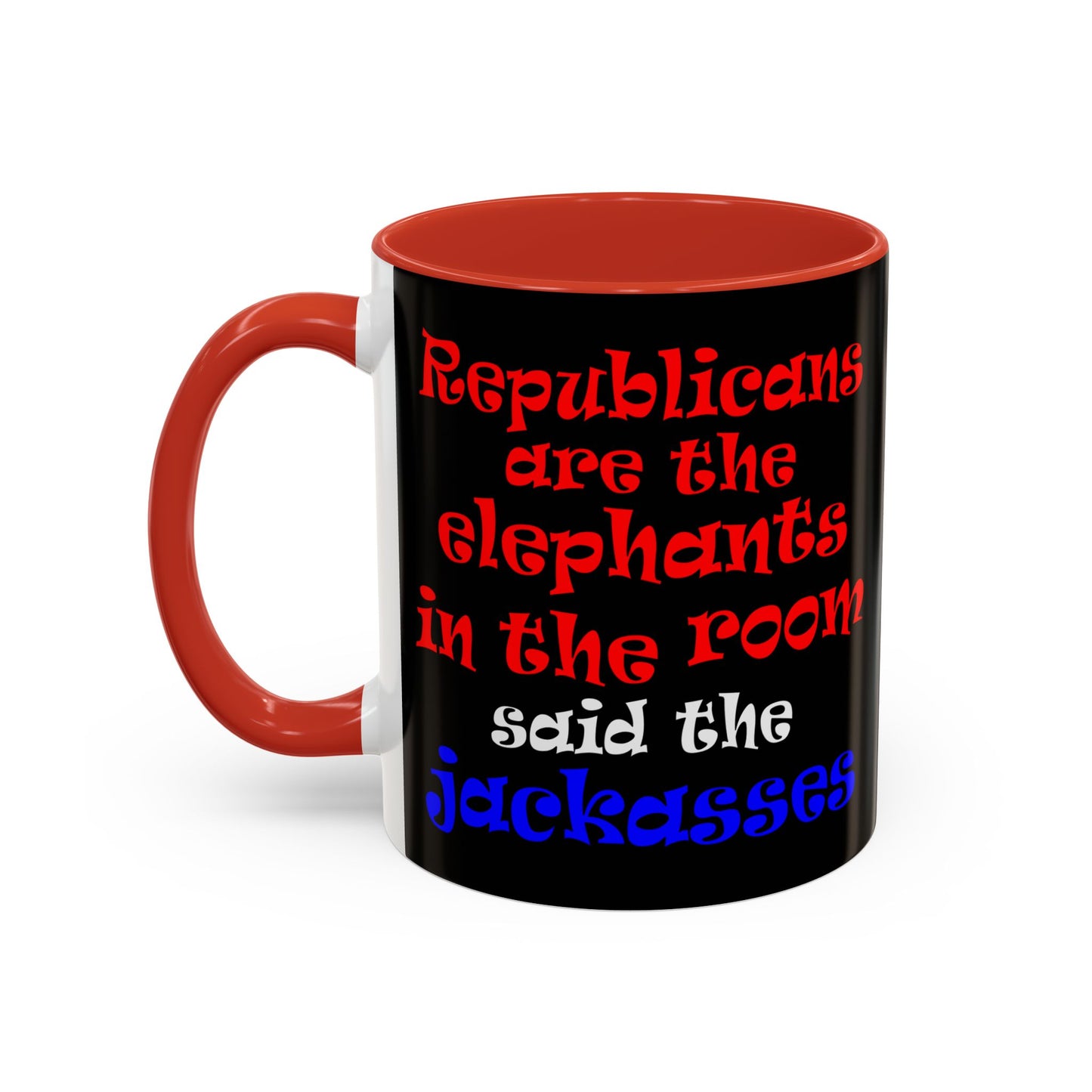donkeys and elephants - Accent Mug (black)