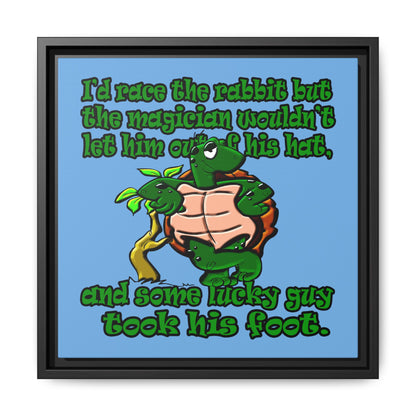 turtle race - framed canvas art (light blue)