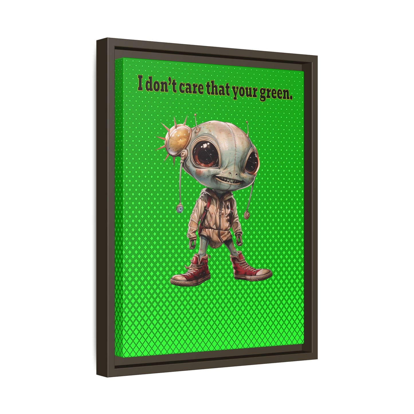 I don't care that your green - framed canvas art (logo green)