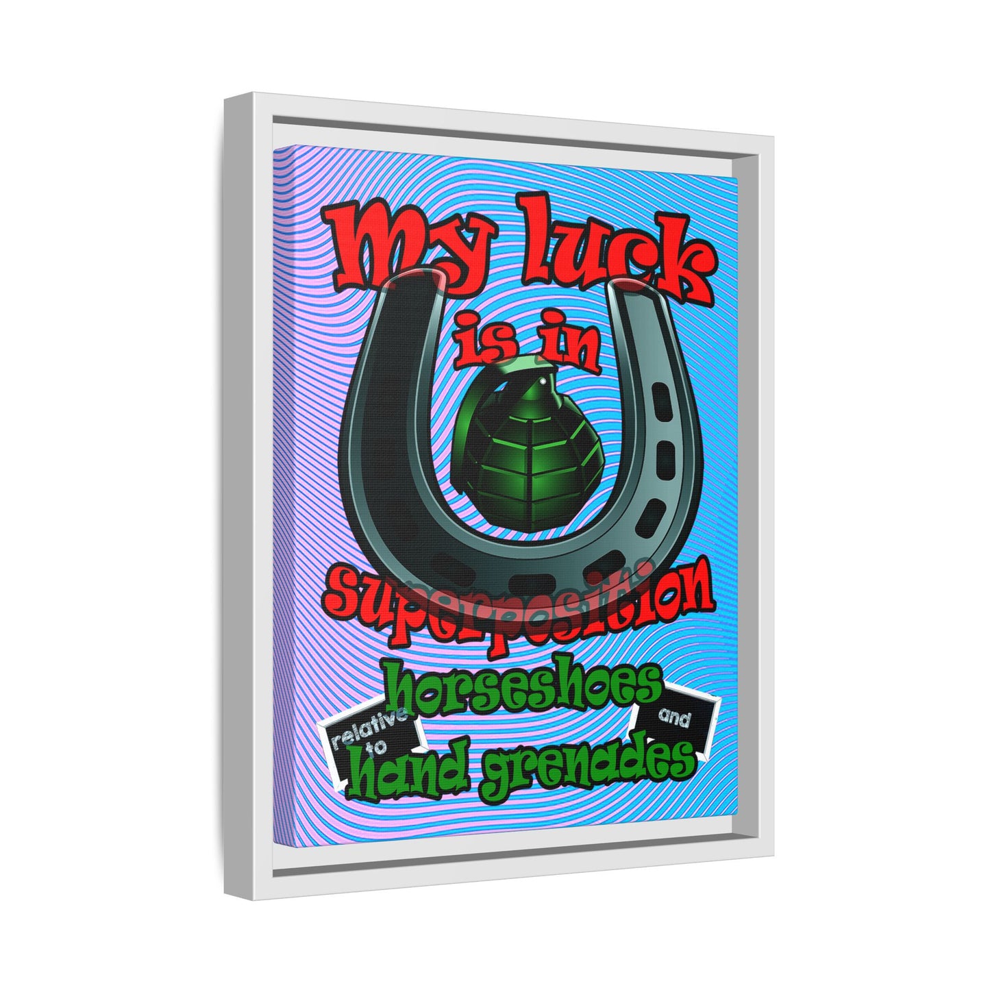 my luck - framed canvas art (light blue-purple wave)
