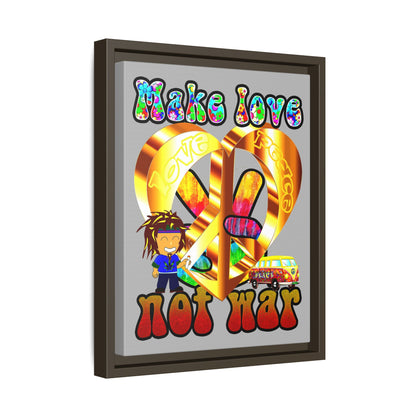 love peace - framed canvas art (light grey)