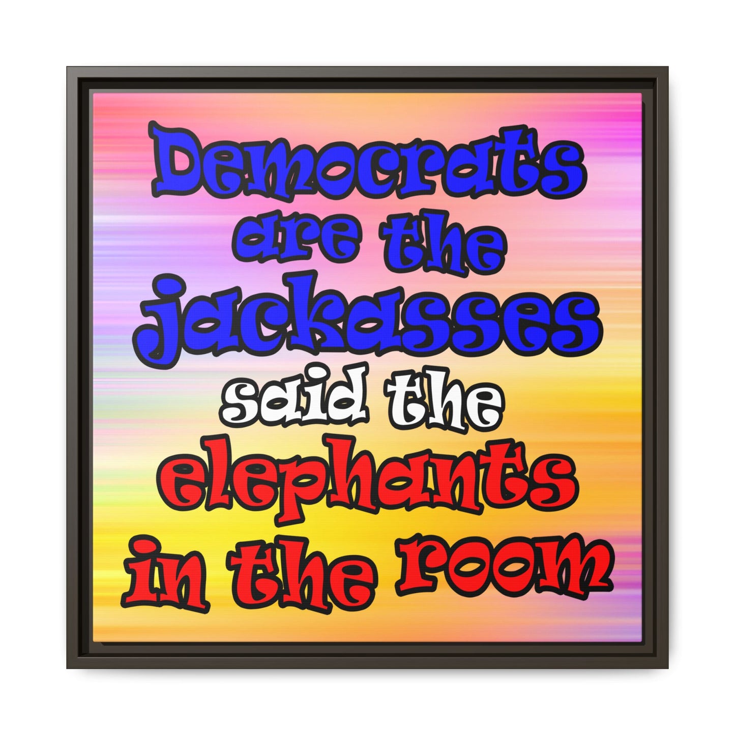 donkeys and elephants - framed canvas art (color blur)