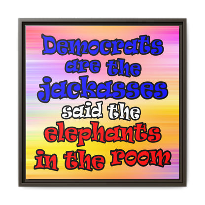 donkeys and elephants - framed canvas art (color blur)
