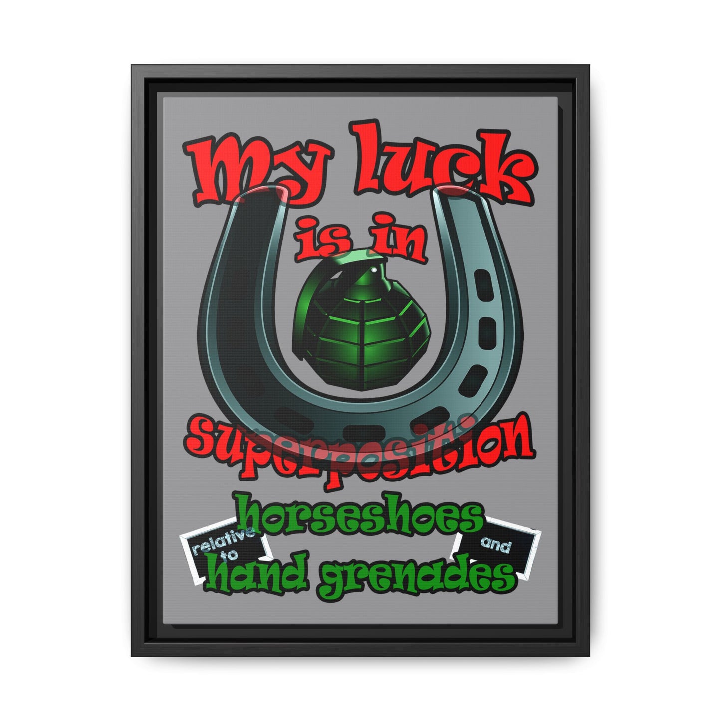 my luck - framed canvas art (grey)