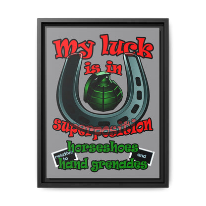 my luck - framed canvas art (grey)