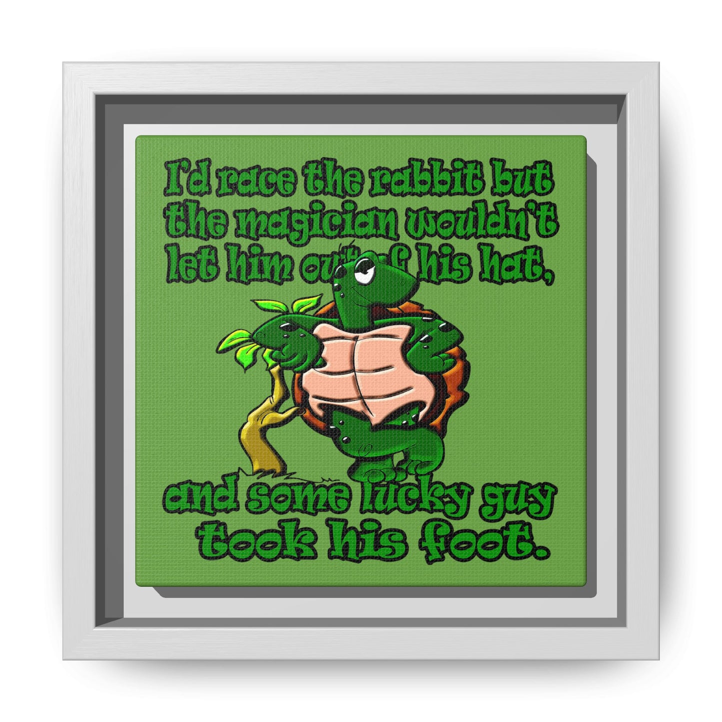 turtle race - framed canvas art (green)