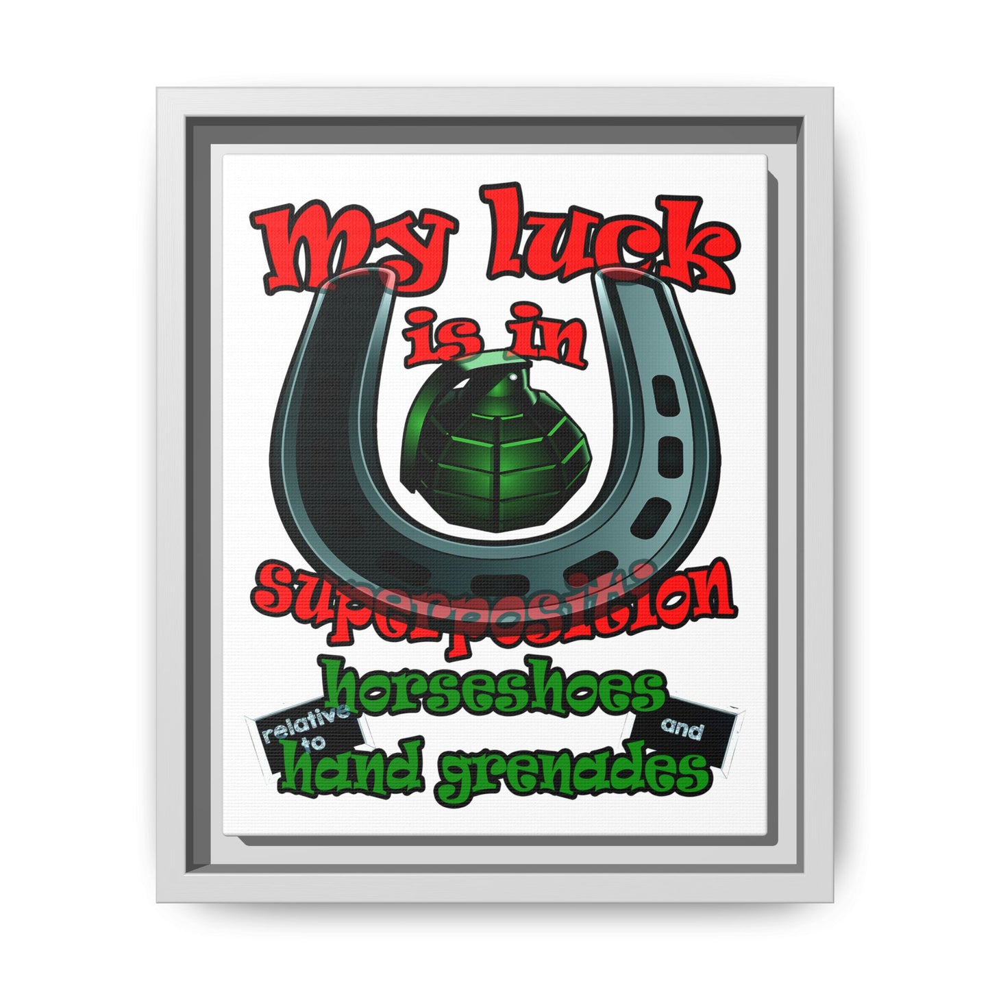 my luck - framed canvas art (white)