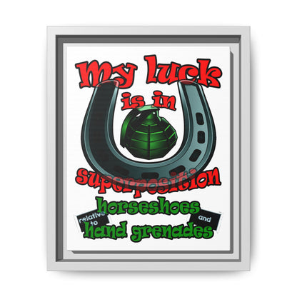my luck - framed canvas art (white)