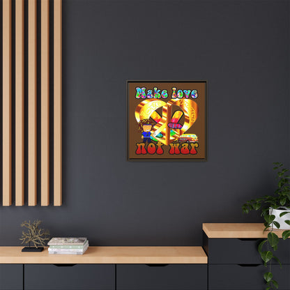 love peace - framed canvas art (brown)