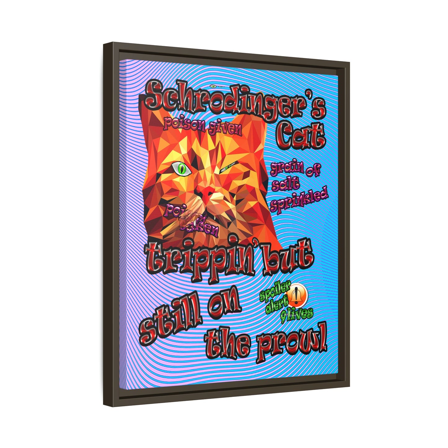 schrodinger's cat - framed canvas art (light blue-purple wave)