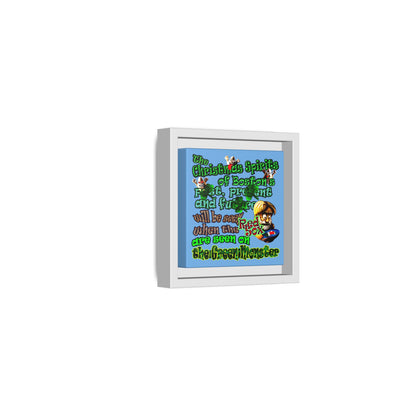christmas spirits of boston - framed canvas art (light blue)