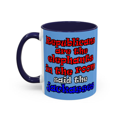 donkeys and elephants - Accent Mug (light blue)