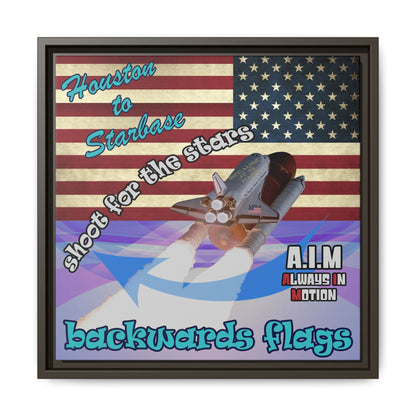 shoot for the stars - framed canvas art (light blue-pink wave)