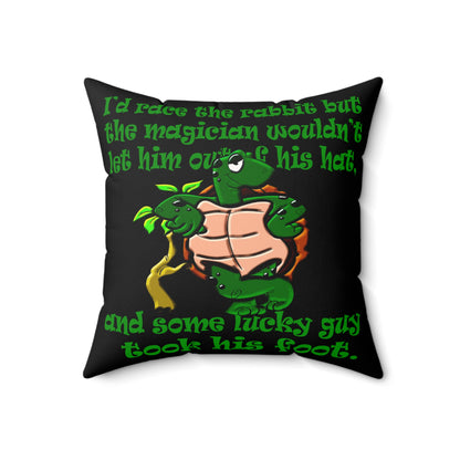turtle race - Faux Suede Square Pillow - (black)
