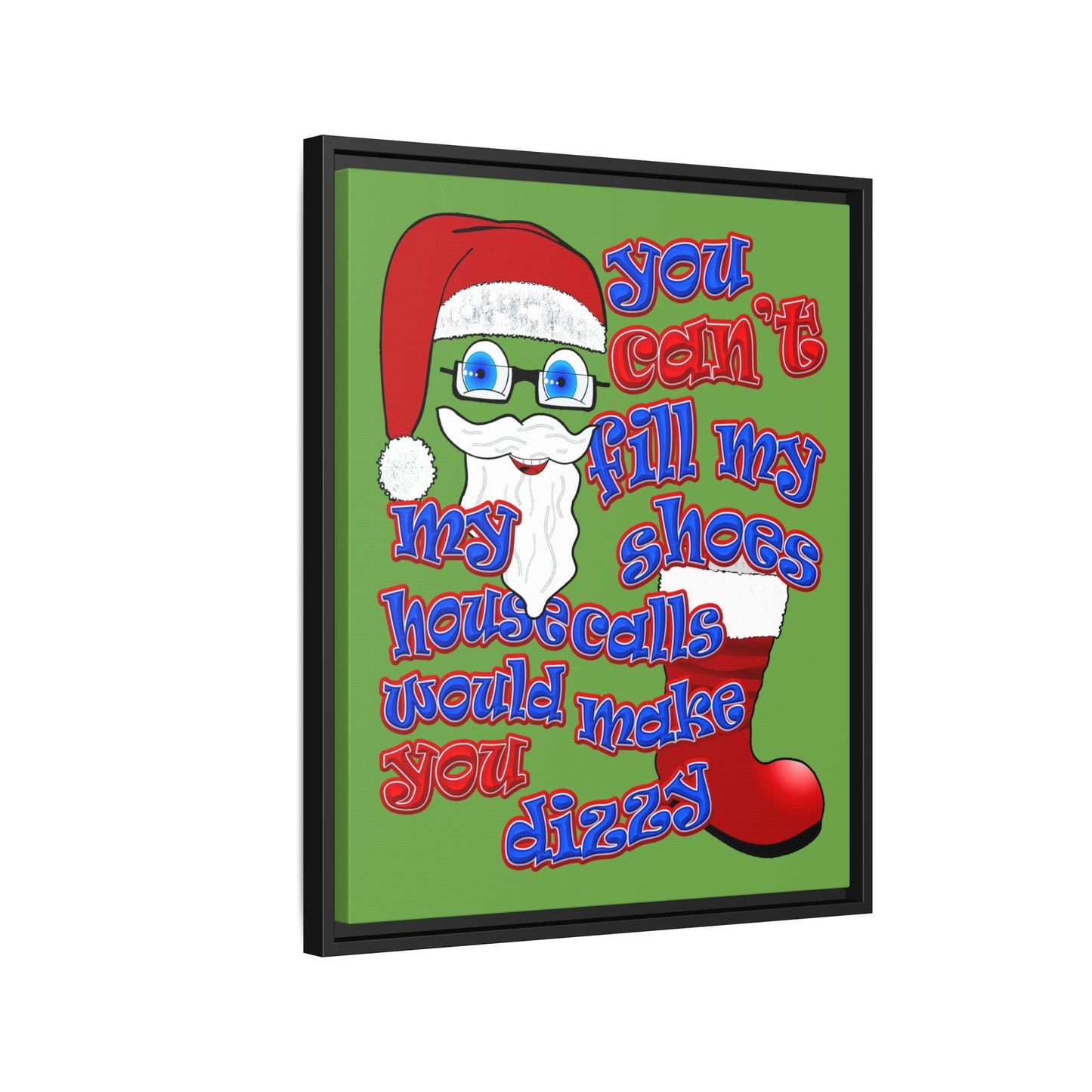 santa's shoes - framed canvas art (green)