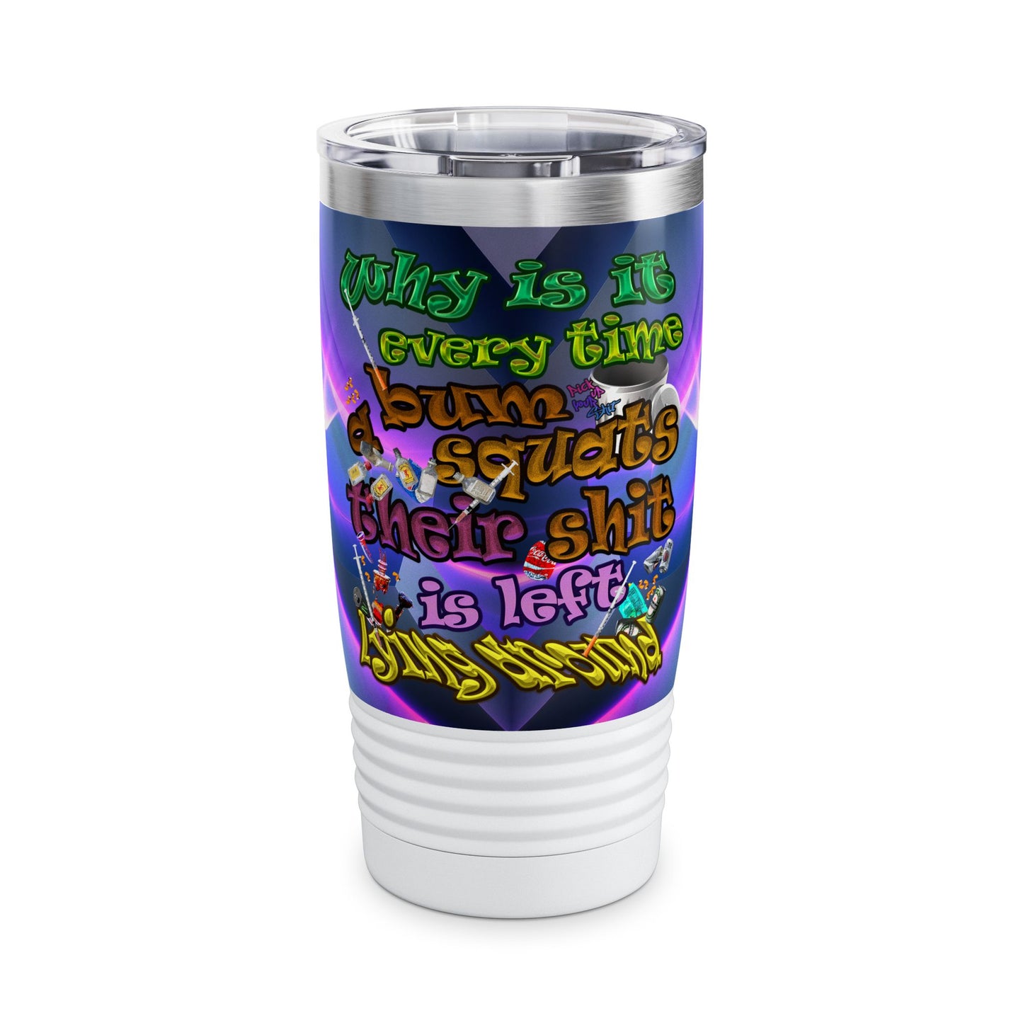 the bum's shit - Ringneck Tumbler, 20oz (grey-pink wave)