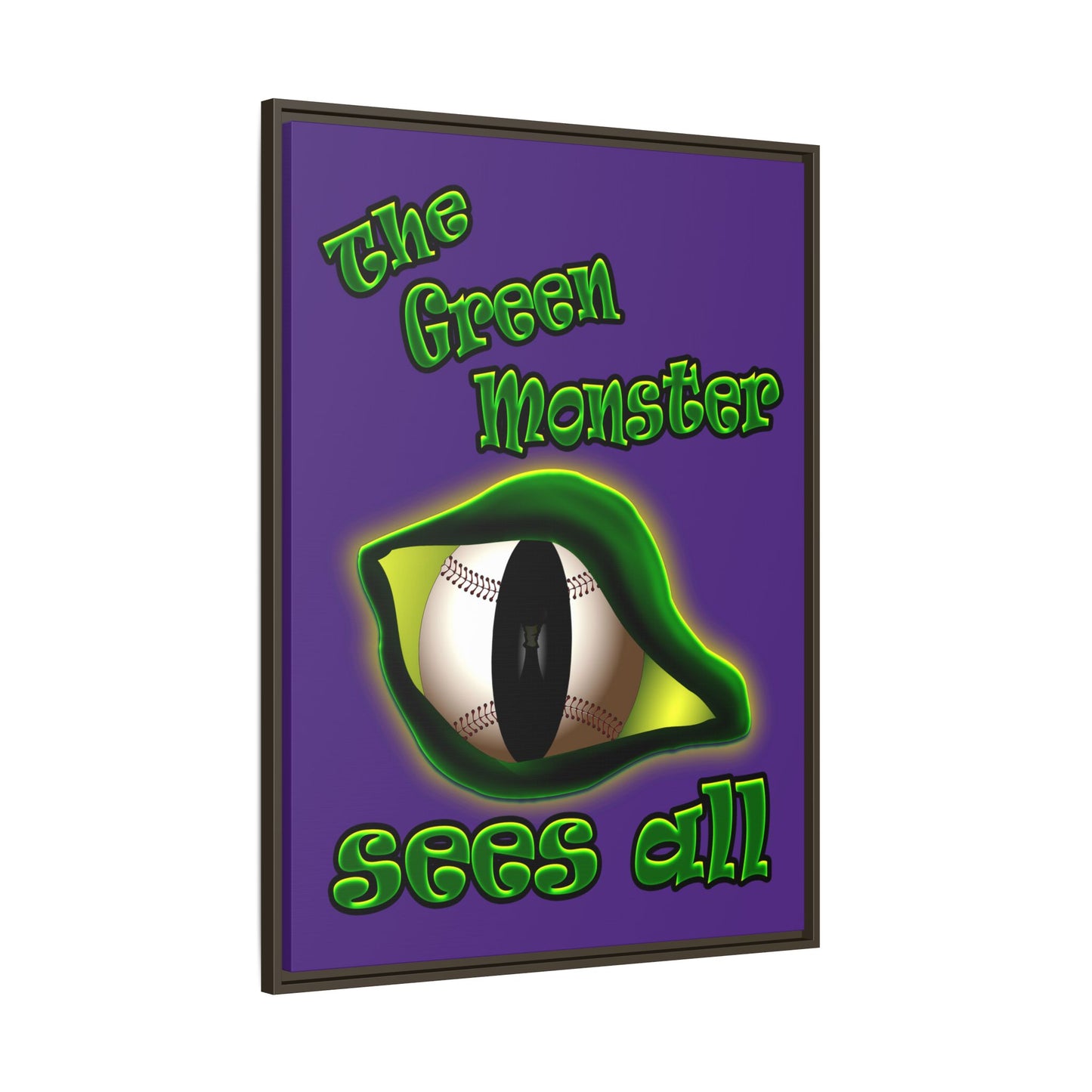 green monster - framed canvas art (purple)