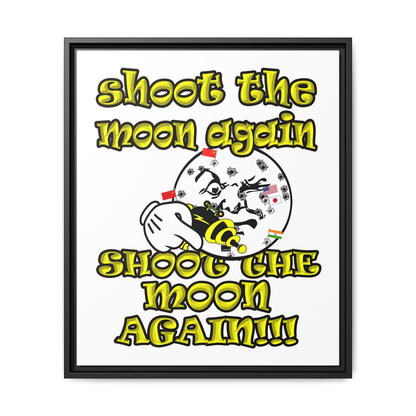 shoot the moon again - framed canvas art (white)
