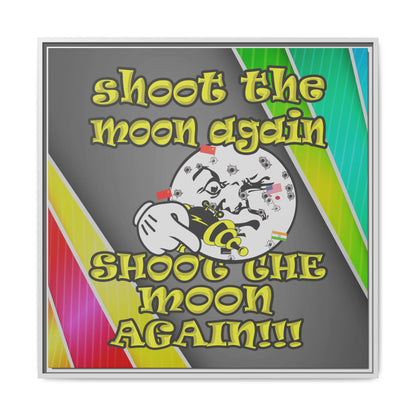 shoot the moon again - framed canvas art (rainbow split)