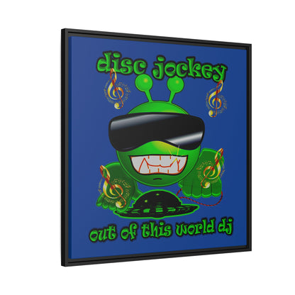 disc jockey - framed canvas art (dark blue)