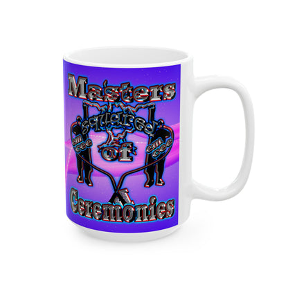 em cee squared - White Mug (purple-pink wave)