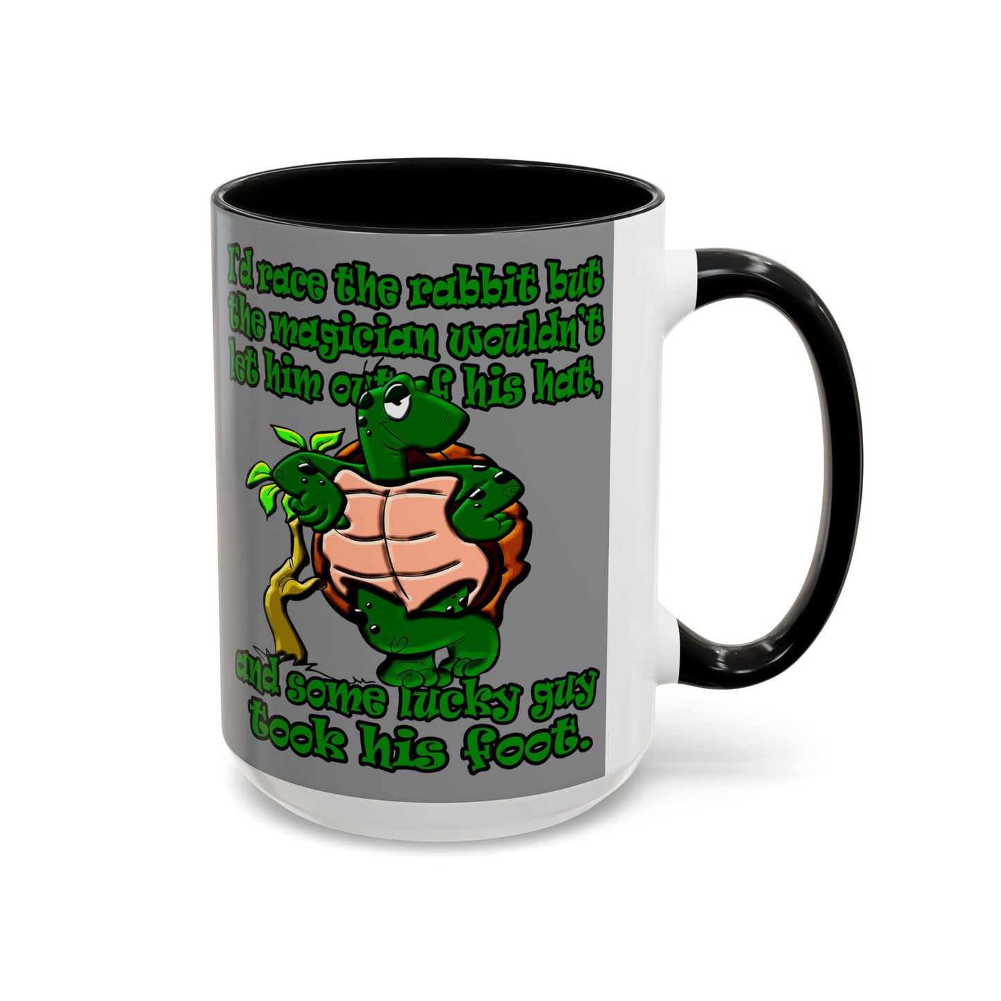 turtle race - Accent Mug (grey)