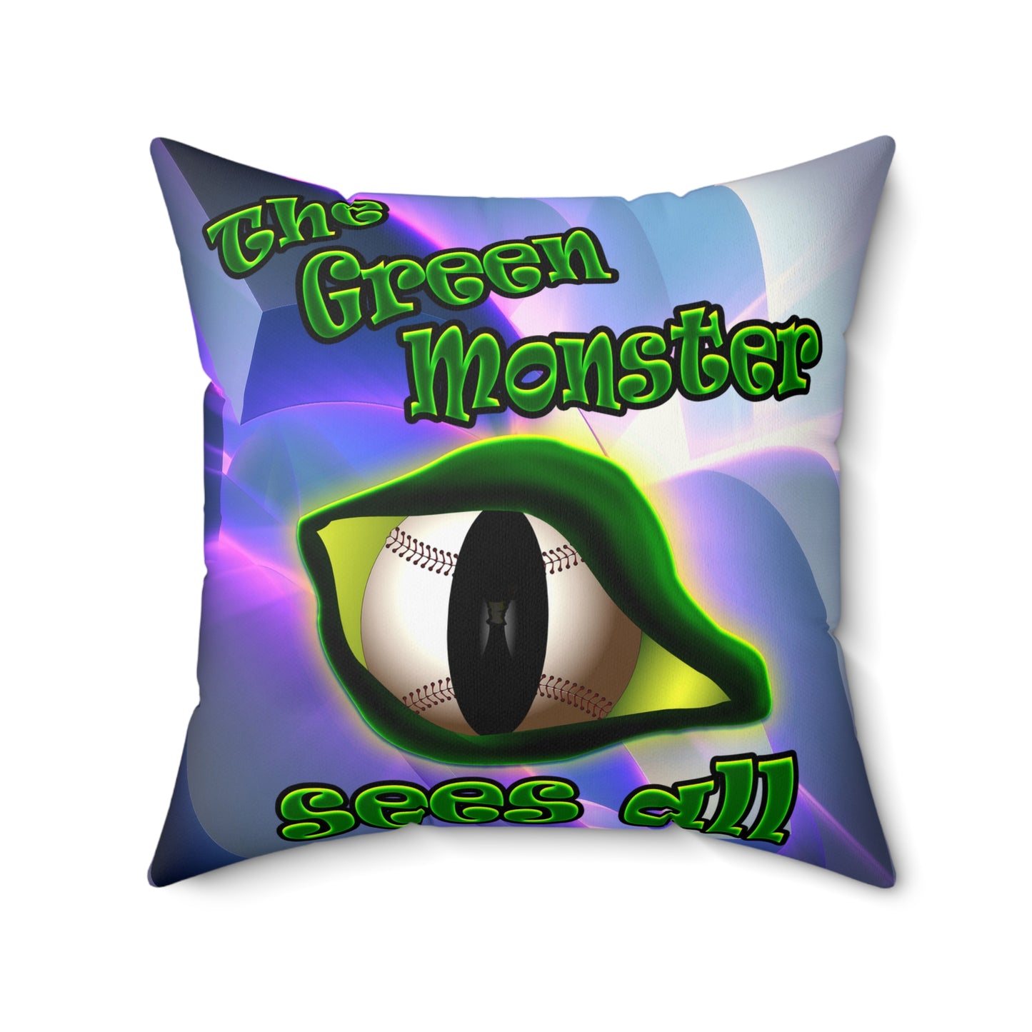 green monster - Spun Polyester Square Pillow - (grey-pink wave)