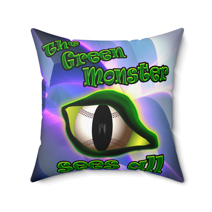 green monster - Spun Polyester Square Pillow - (grey-pink wave)