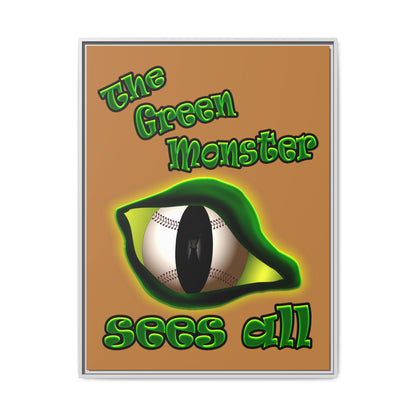 green monster - framed canvas art (light brown)