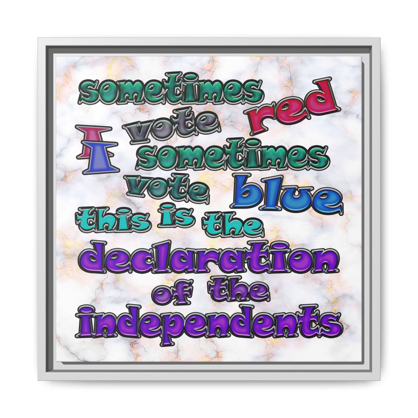 declaration of the independents - framed canvas art (white marble)
