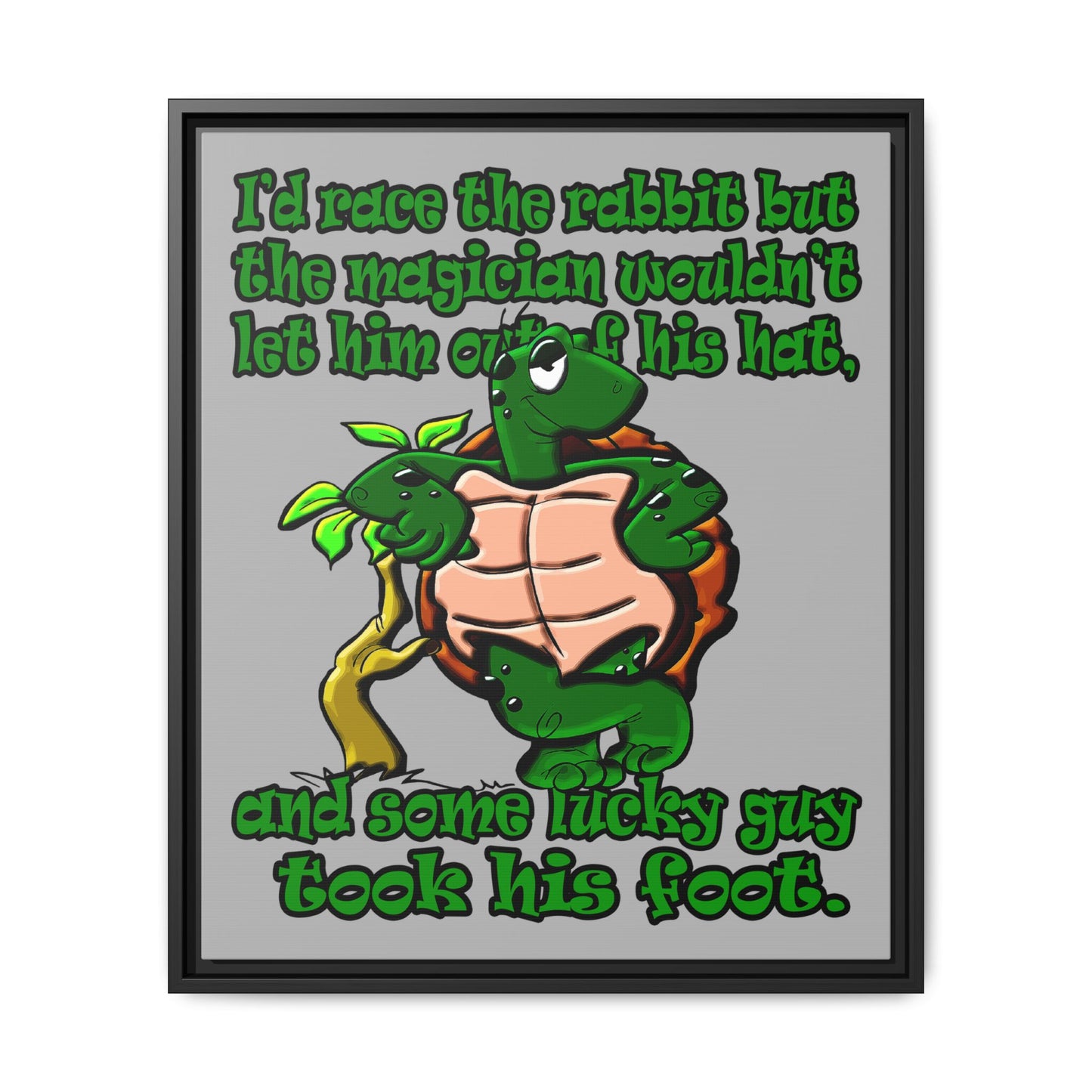 turtle race - framed canvas art (light grey)
