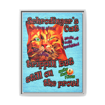 schrodinger's cat - framed canvas art (faded blue)