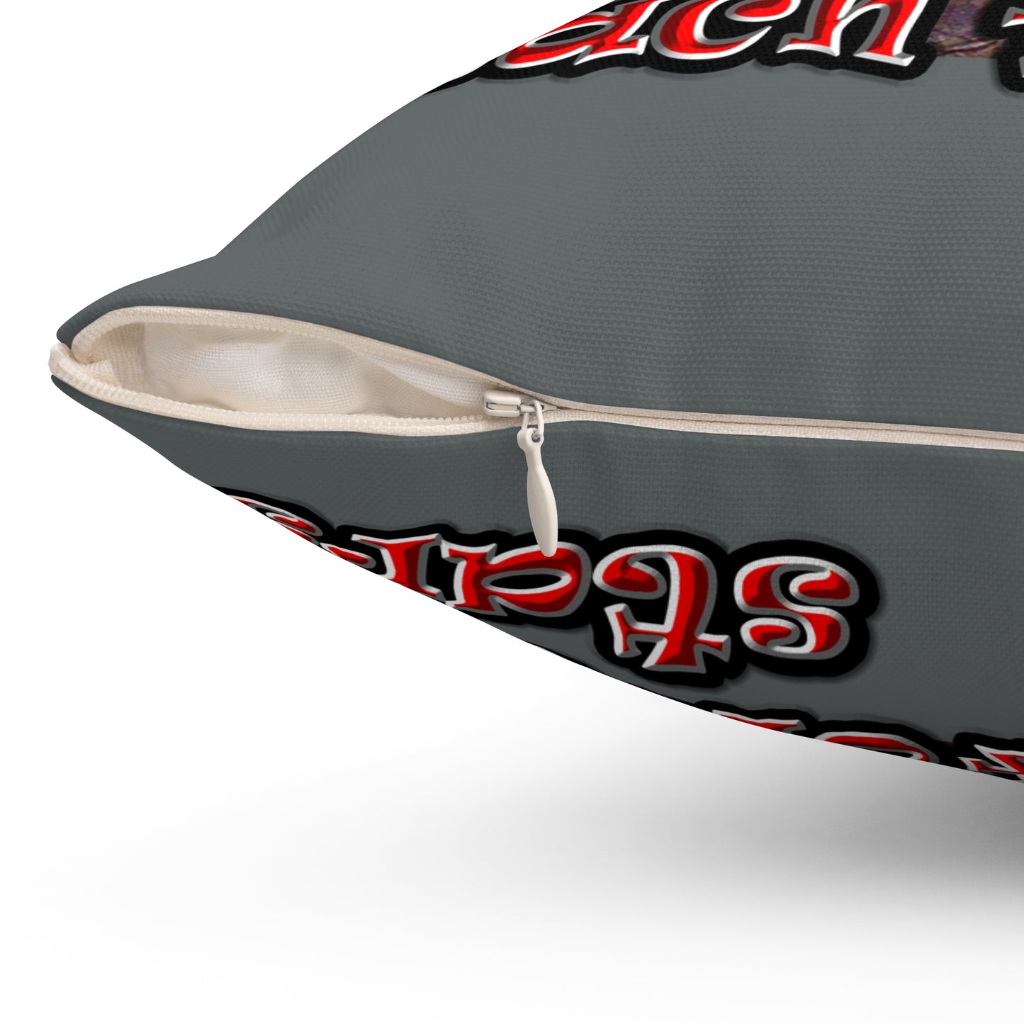 defy conquer reach - Spun Polyester Square Pillow - (dark grey)