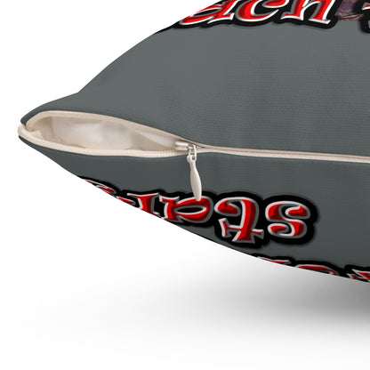 defy conquer reach - Spun Polyester Square Pillow - (dark grey)