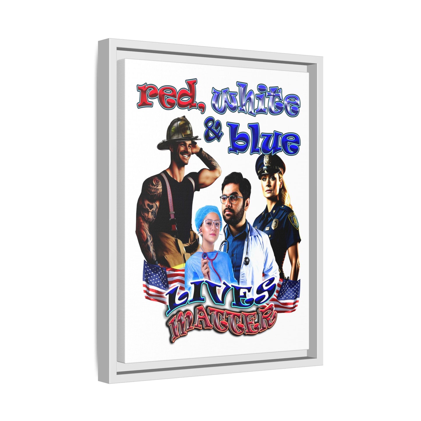 rw&b lives matter - framed canvas art (white)