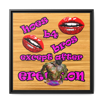 hoes b4 bros - framed canvas art (butterscotch wood finish)