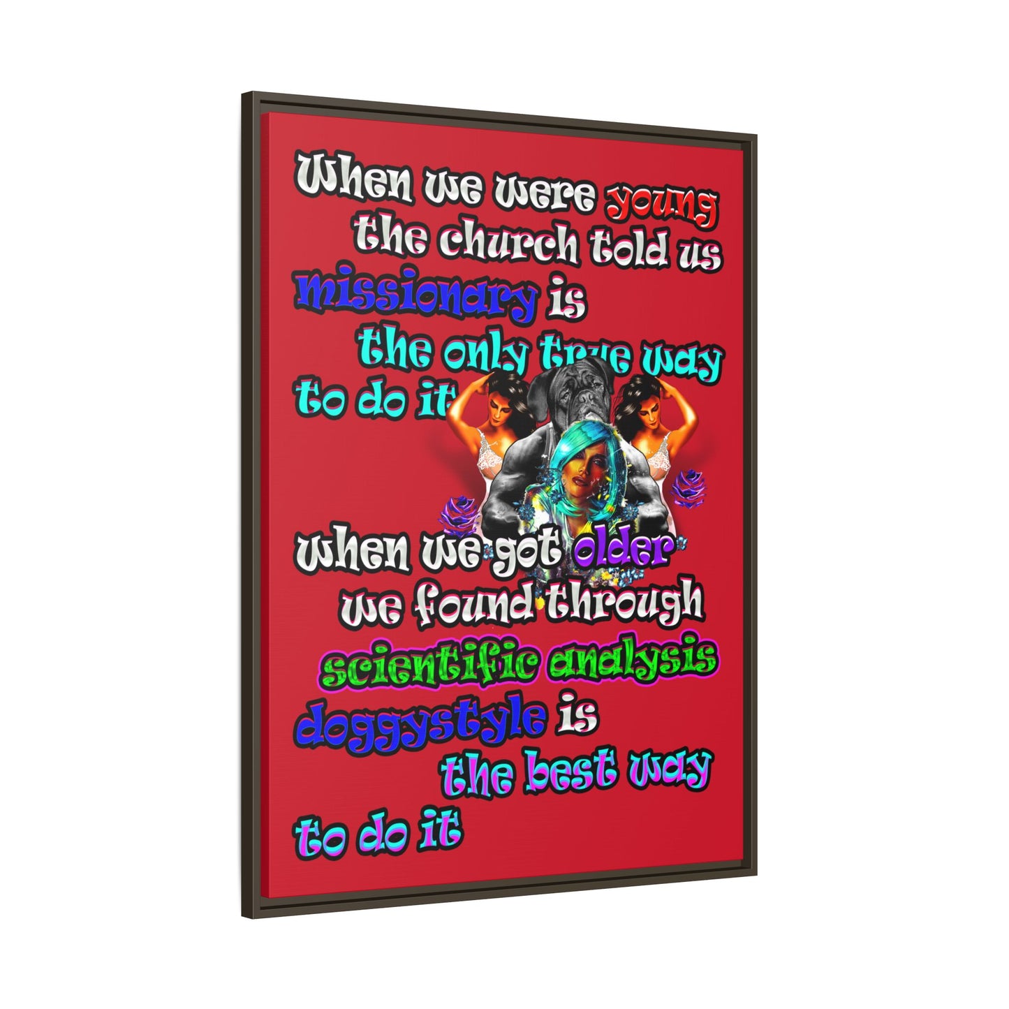 doggystyle - framed canvas art (dark red)