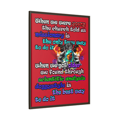 doggystyle - framed canvas art (dark red)