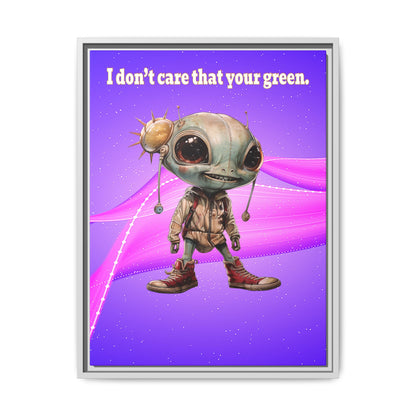 I don't care that your green - framed canvas art (purple-pink wave)