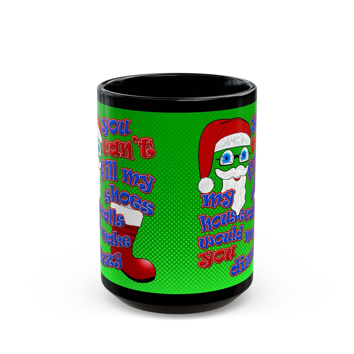 santa's shoes - Black Mug (logo green)