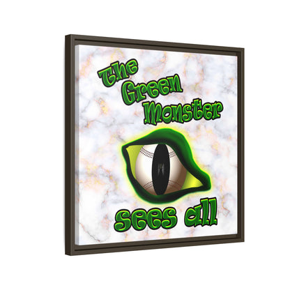 green monster - framed canvas art (white marble)