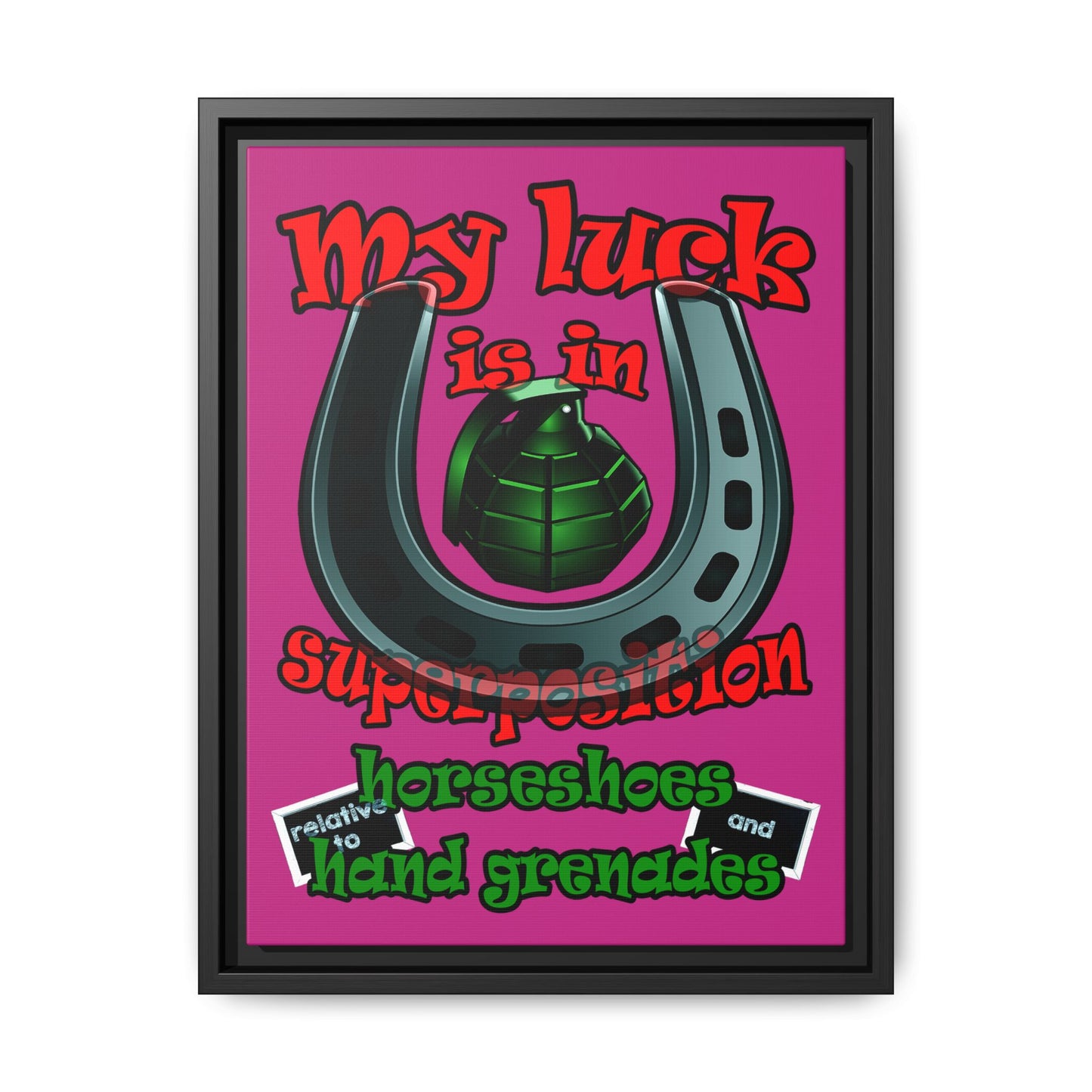 my luck - framed canvas art (pink)