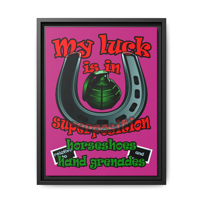 my luck - framed canvas art (pink)