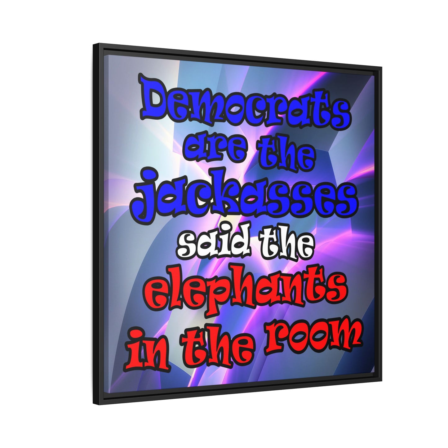 donkeys and elephants - framed canvas art (grey-pink wave)