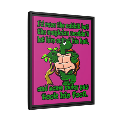 turtle race - framed canvas art (pink)