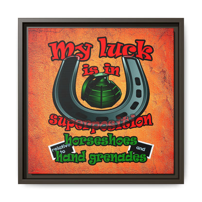 my luck - framed canvas art (burnt orange)