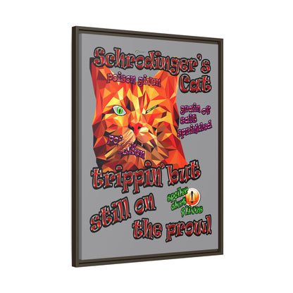 schrodinger's cat - framed canvas art (grey)