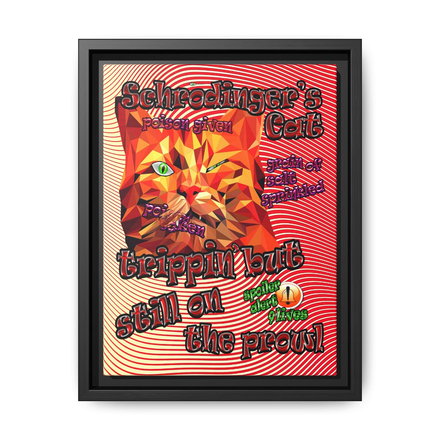 schrodinger's cat - framed canvas art (yellow-orange wave)